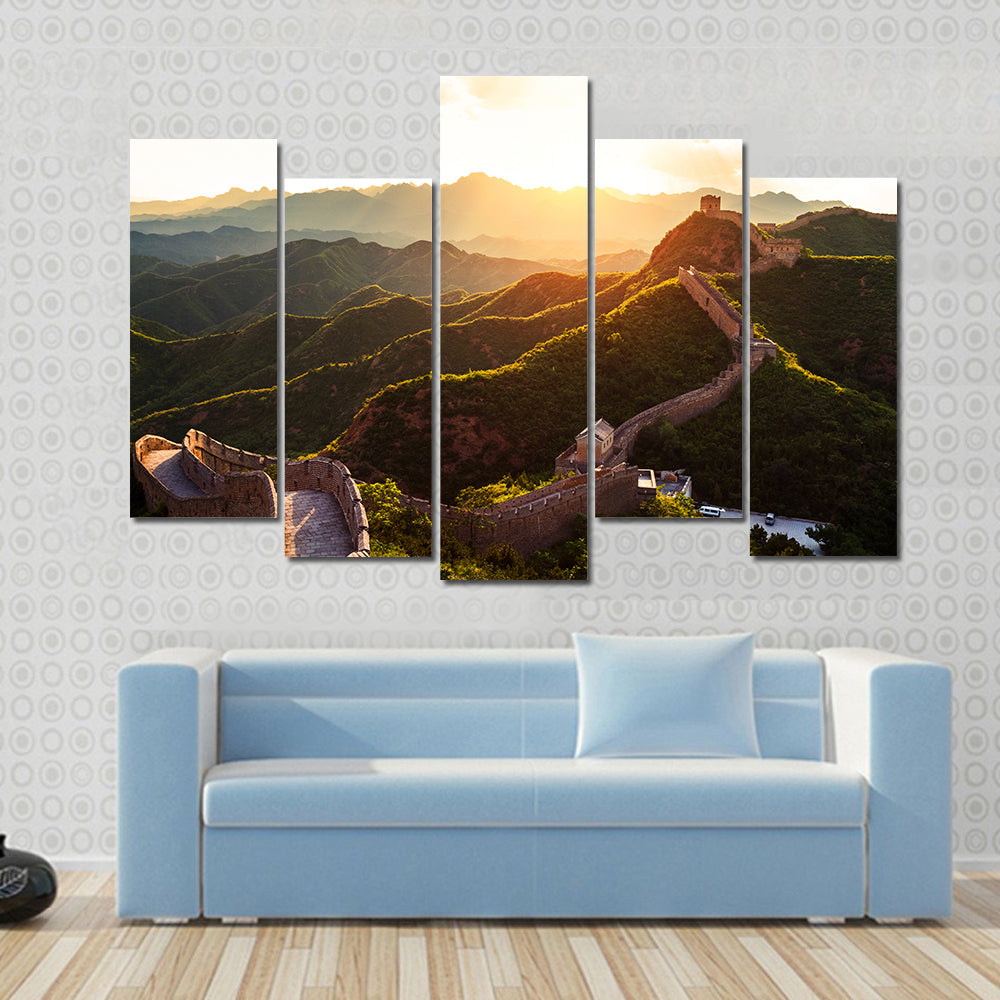Great wall under sunshine during sunset Multi panel canvas wall art