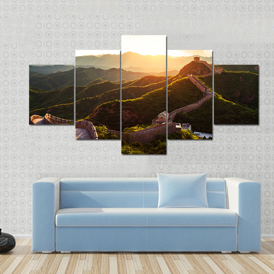 Great wall under sunshine during sunset Multi panel canvas wall art