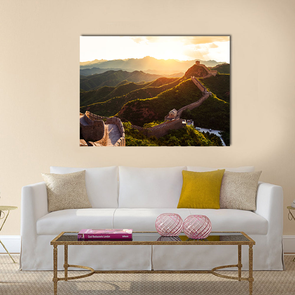 Great wall under sunshine during sunset multi panel canvas wall art
