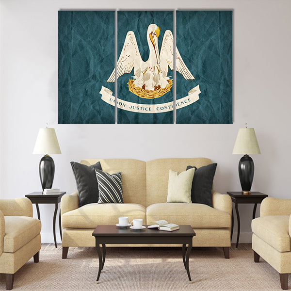 Louisiana flag on paper texture,retro vintage style Multi panel canvas wall art
