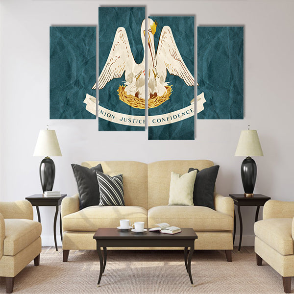 Louisiana flag on paper texture,retro vintage style Multi panel canvas wall art