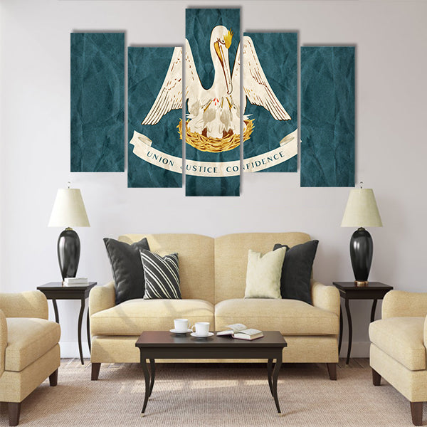 Louisiana flag on paper texture,retro vintage style Multi panel canvas wall art