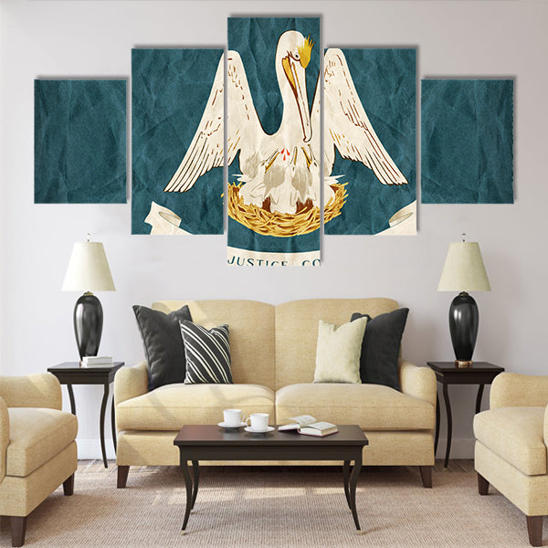 Louisiana flag on paper texture,retro vintage style Multi panel canvas wall art