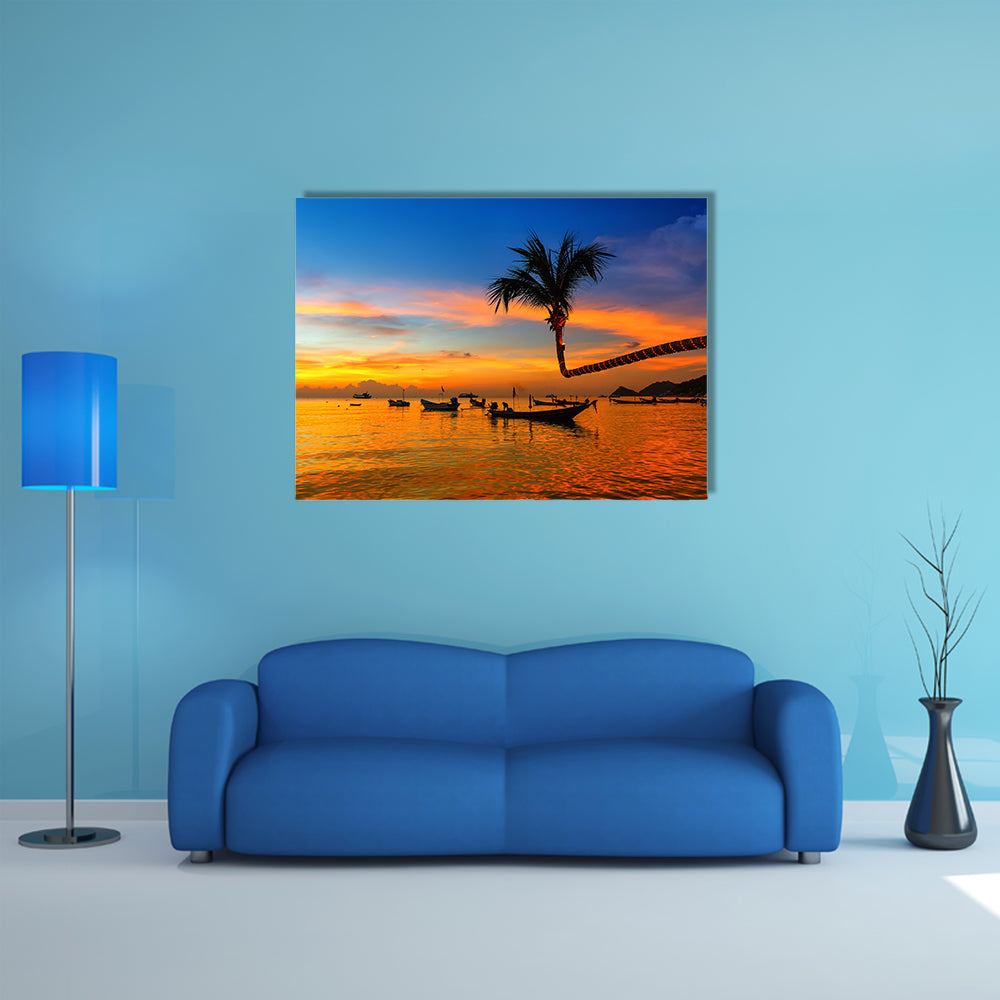 Beautiful sunset on the beach, Koh Tao, Thailand, multi panel canvas wall art
