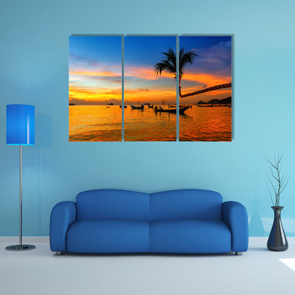 Beautiful sunset on the beach, Koh Tao, Thailand, multi panel canvas wall art