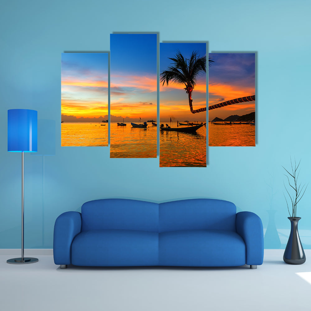 Beautiful sunset on the beach, Koh Tao, Thailand, multi panel canvas wall art