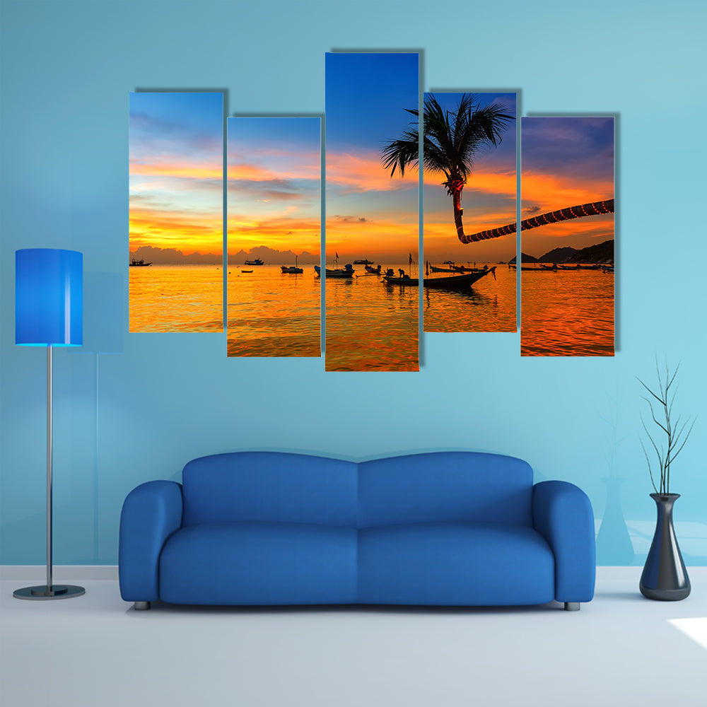 Beautiful sunset on the beach, Koh Tao, Thailand, multi panel canvas wall art
