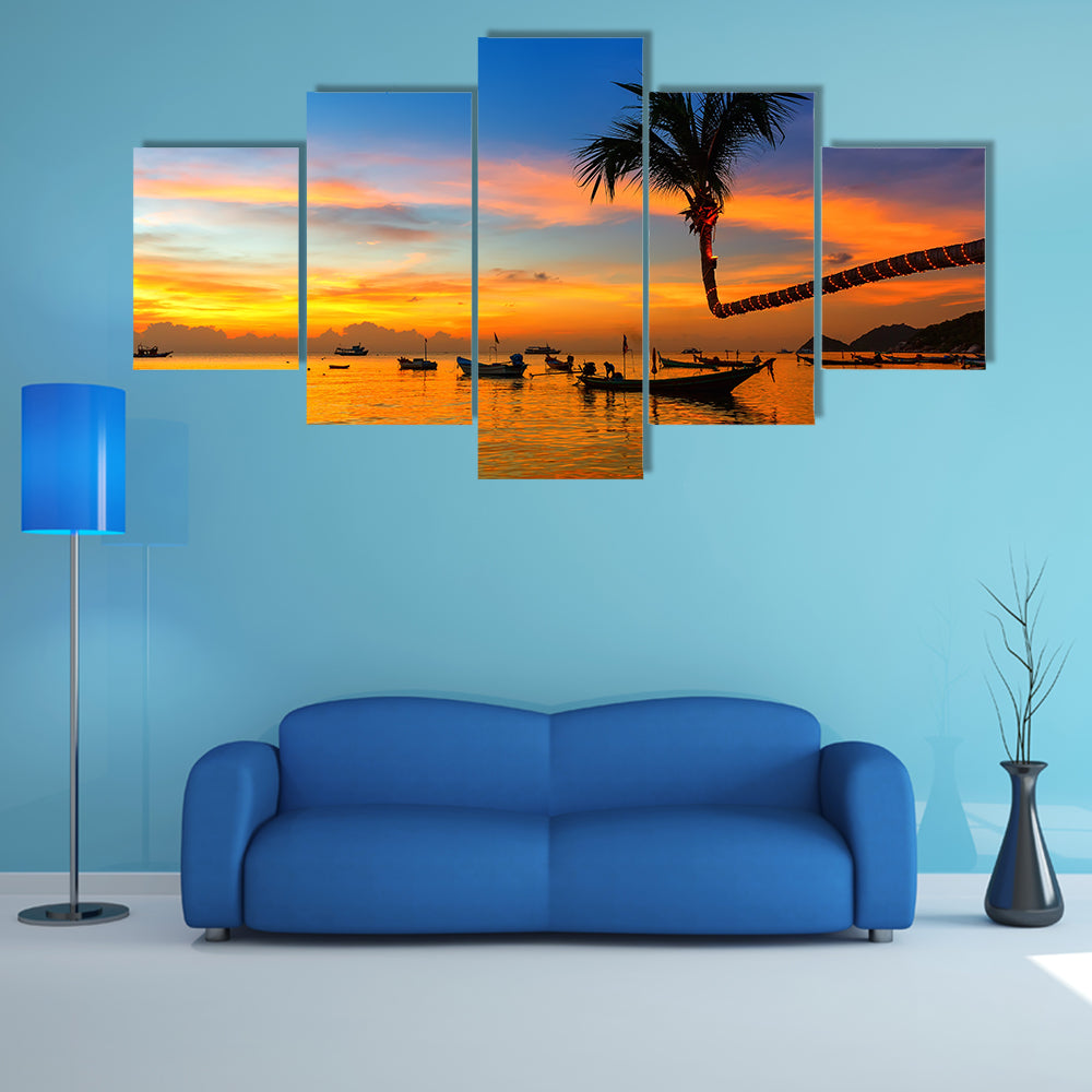 Beautiful sunset on the beach, Koh Tao, Thailand, multi panel canvas wall art