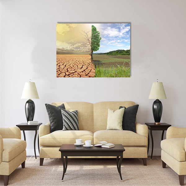 creative concept image compare of global warming Multi Panel Canvas Wall Art