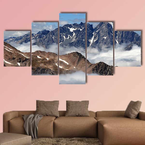 High mountain range in Aoraki National park New Zealand Multi panel canvas wall art