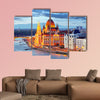 Budapest, Hungary parliament at night multi panel canvas wall art