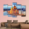 Budapest, Hungary parliament at night multi panel canvas wall art