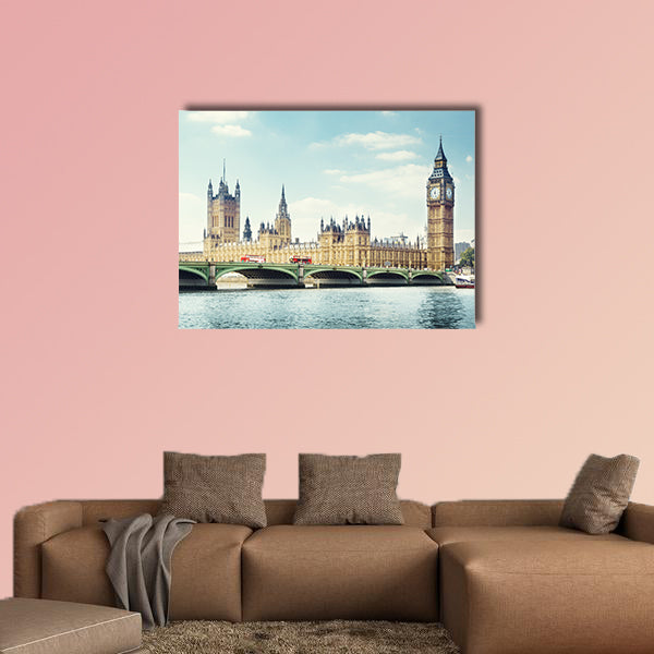 Big Ben in sunny day, London multi panel canvas wall art