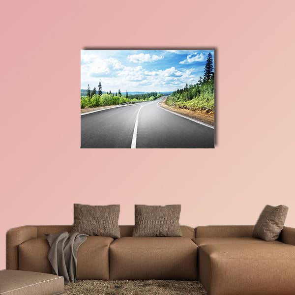 Road in mountain forest multi panel canvas wall art