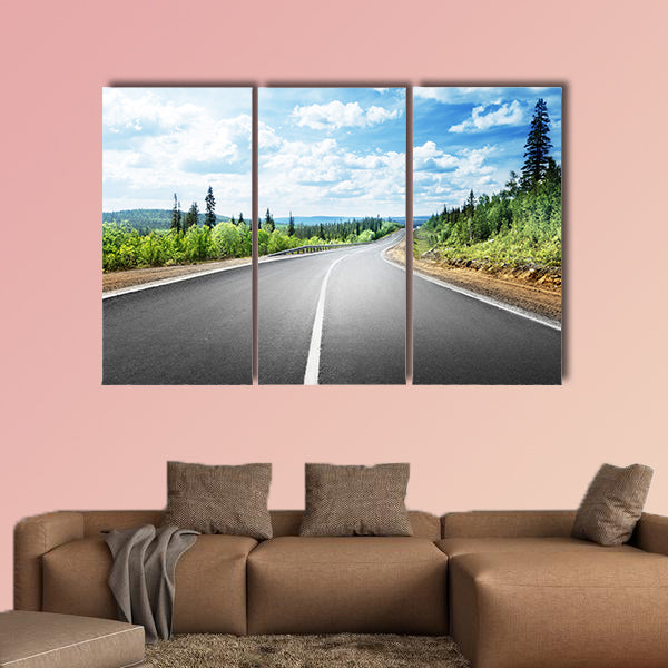 Road in mountain forest multi panel canvas wall art