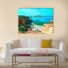 Azure Window, a famous stone arch of Gozo island in the sun in summer, Malta Multi Panel Canvas Wall Art