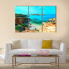 Azure Window, a famous stone arch of Gozo island in the sun in summer, Malta Multi Panel Canvas Wall Art