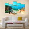 Azure Window, a famous stone arch of Gozo island in the sun in summer, Malta Multi Panel Canvas Wall Art