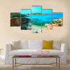 Azure Window, a famous stone arch of Gozo island in the sun in summer, Malta Multi Panel Canvas Wall Art