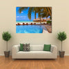 The Beauty Of A Pool And Cafe On The Maldives Beach, Multi Panel Canvas Wall Art