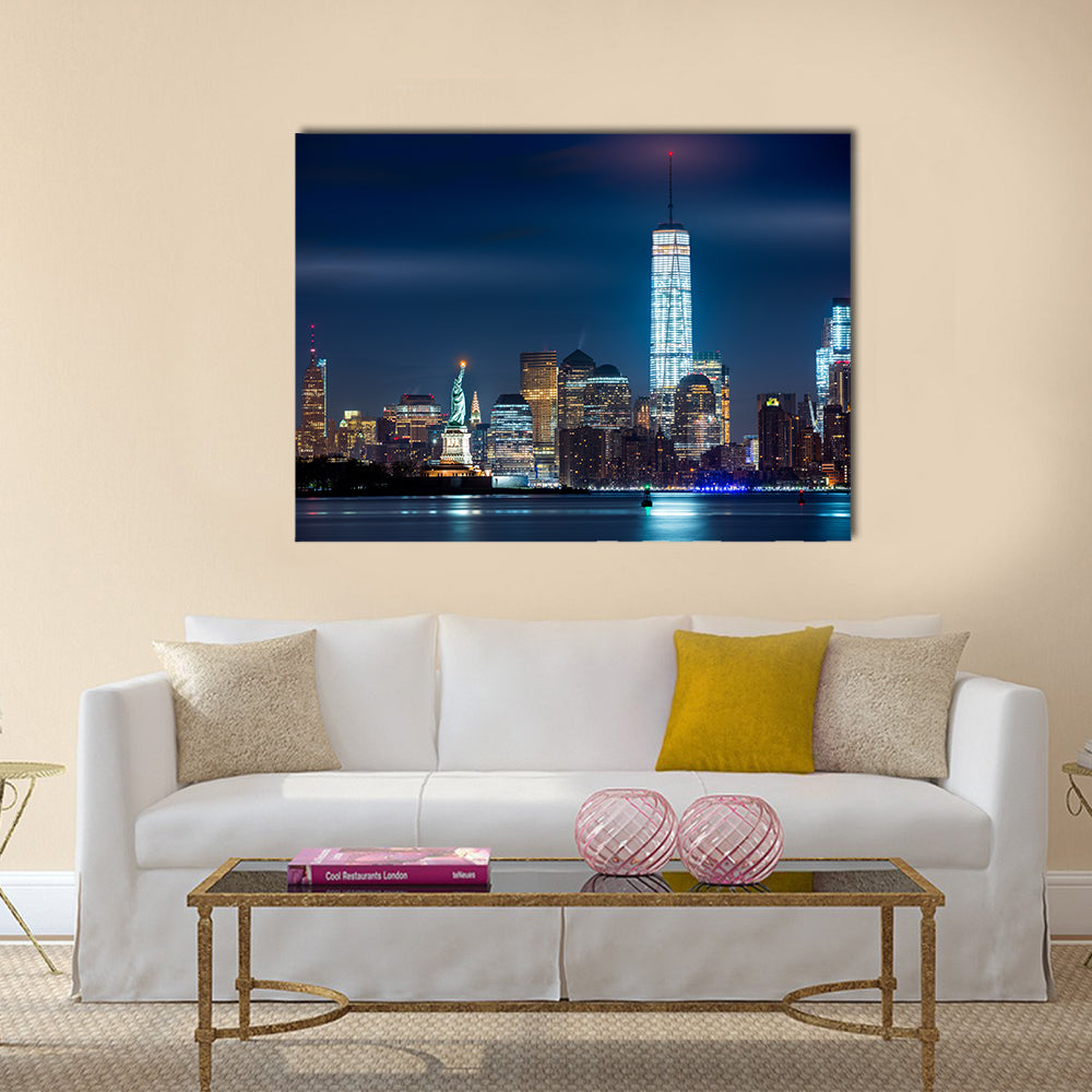 New York Statue of Liberty Freedom Tower and Empire State Building Multi panel canvas Wall art