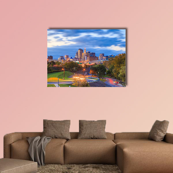 Skyline of downtown Hartford, Connecticut multi panel canvas wall art