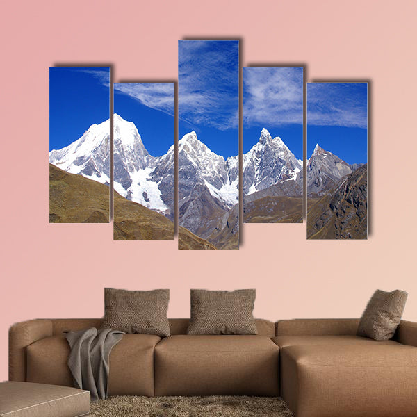 Siula, Yerupaja, Jirishanca Cordillera Huayhuash, Andes, Peru, South America Multi panel canvas wall art