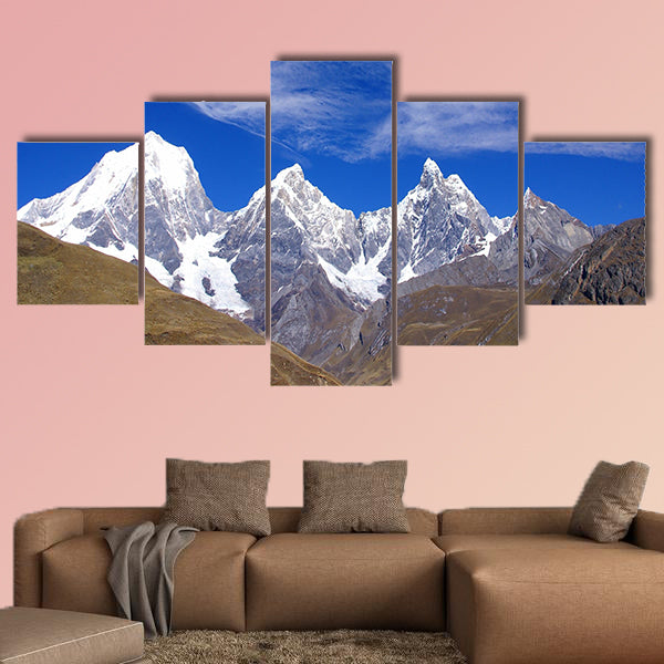 Siula, Yerupaja, Jirishanca Cordillera Huayhuash, Andes, Peru, South America Multi panel canvas wall art