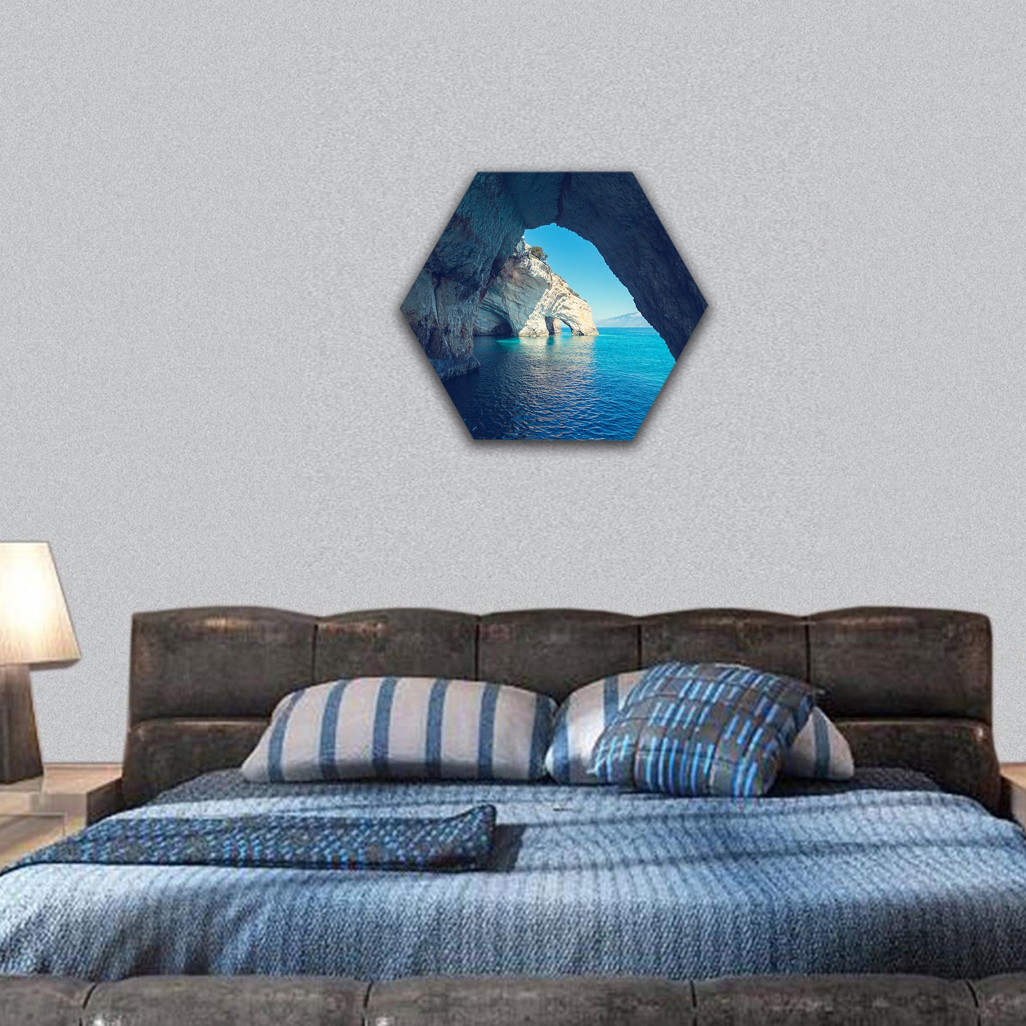Beautiful sea landscapes on Zakynthos Island in Greece hexagonal canvas wall art