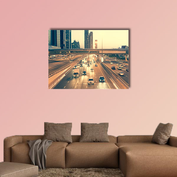 Skyscraper roads and bridge at the Sheikh Zayed Road in Dubai wall art