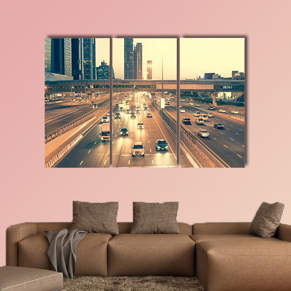 Skyscraper roads and bridge at the Sheikh Zayed Road in Dubai wall art