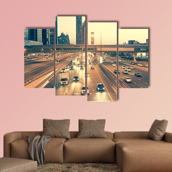 Skyscraper roads and bridge at the Sheikh Zayed Road in Dubai wall art