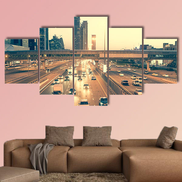 Skyscraper roads and bridge at the Sheikh Zayed Road in Dubai wall art