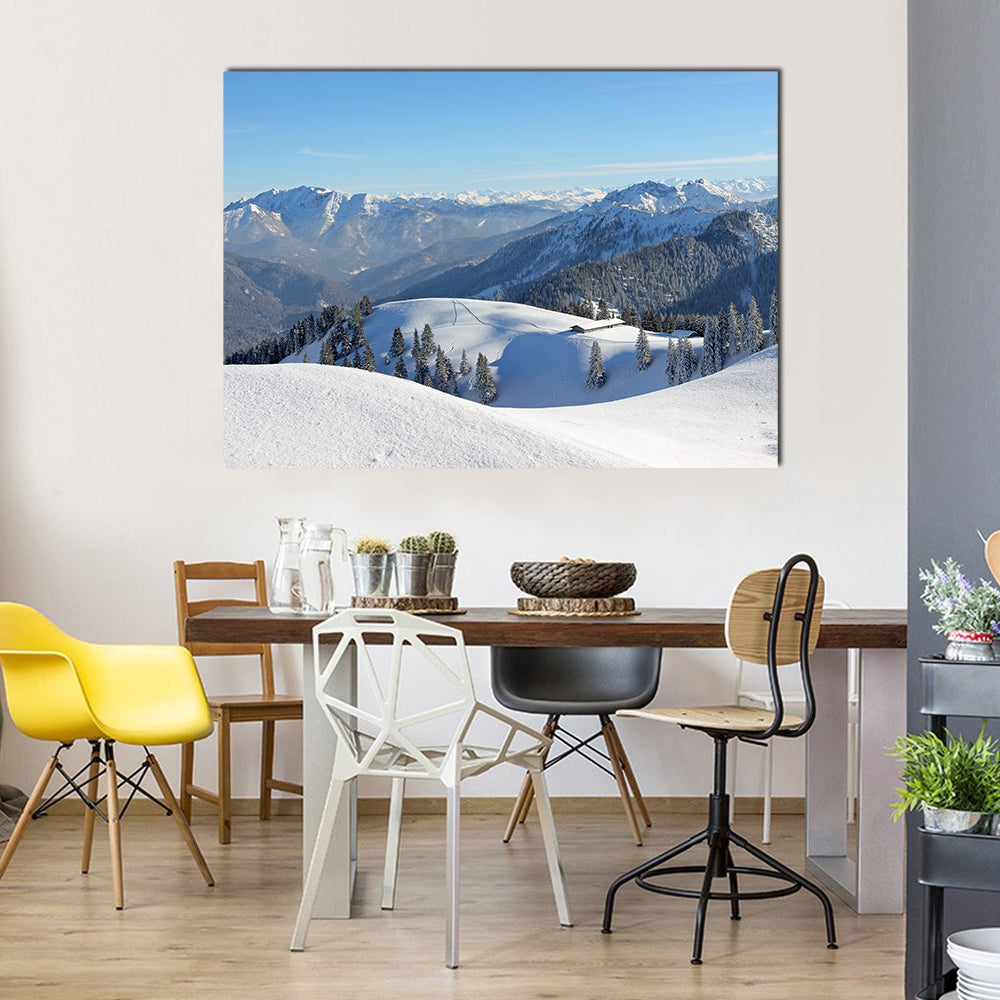 The Upper Bavaria Area Covered By The Snow, An Alpine Winter Landscape, Multi Panel Canvas Wall Art