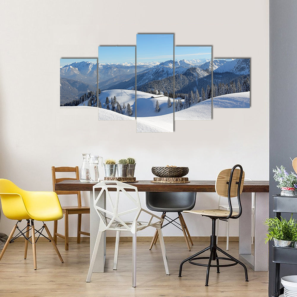 The Upper Bavaria Area Covered By The Snow, An Alpine Winter Landscape, Multi Panel Canvas Wall Art