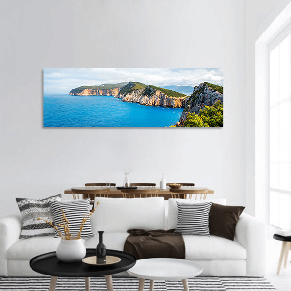 Beautiful coastline at Lefkada island in Greece, general plan panoramic canvas wall art