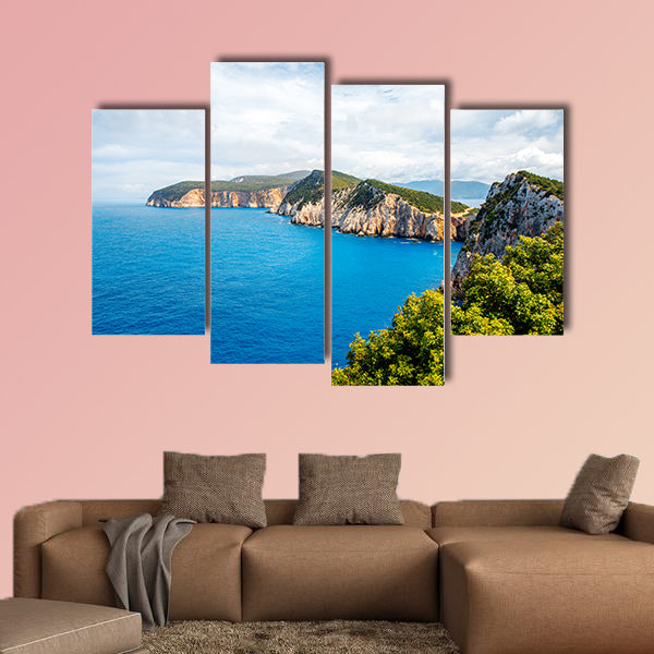 Beautiful coastline on Lefkada Island in Greece, Top view, canvas wall art