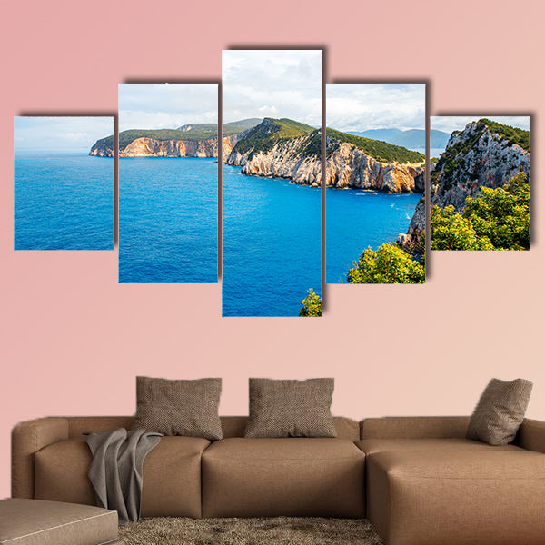 Beautiful coastline on Lefkada Island in Greece, Top view, canvas wall art