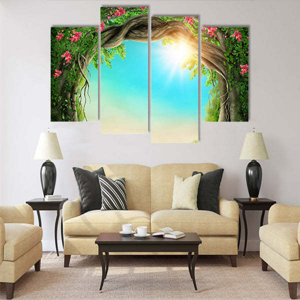Enchanted dark forest at the spring Multi Panel Canvas Wall Art