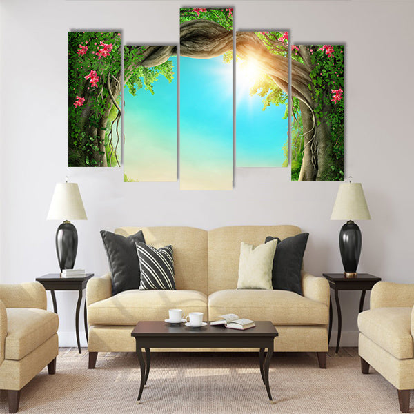 Enchanted dark forest at the spring Multi Panel Canvas Wall Art