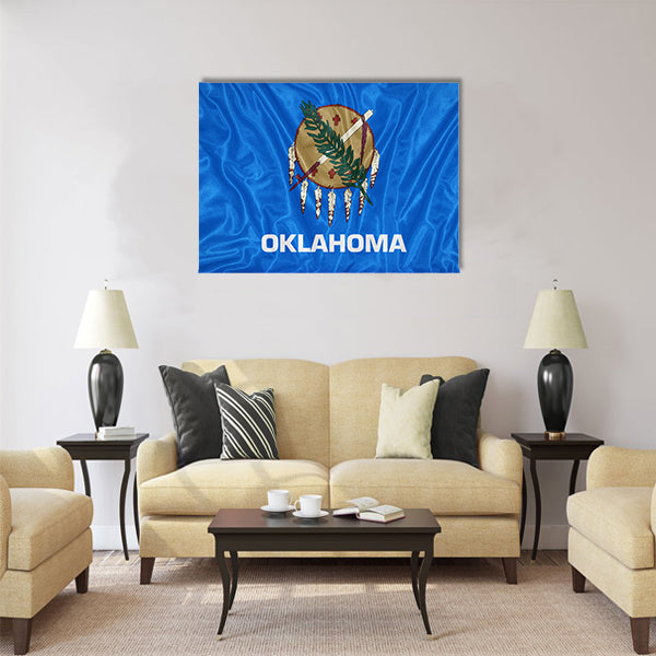 Oklahoma flag on fabric texture,retro vintage style Multi panel canvas wall art