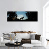 Picture of a wolf dog at dusk panoramic canvas wall art