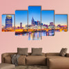 Nashville Tennessee downtown skyline at Shelby Multi panel canvas wall art