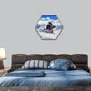 Winter Scenic in snowboarding man French Alps Les 2 Alps hexagonal canvas wall art