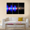 Colorful dancing fountain with mosque in the city  multi panel canvas wall art