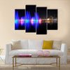 Colorful dancing fountain with mosque in the city  multi panel canvas wall art