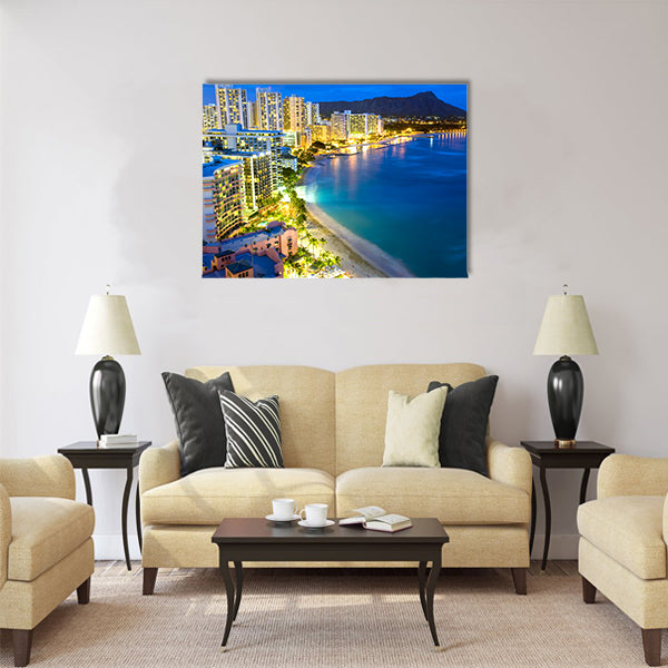 This image shows Waikiki beach in Honolulu Multi Panel Canvas Wall Art