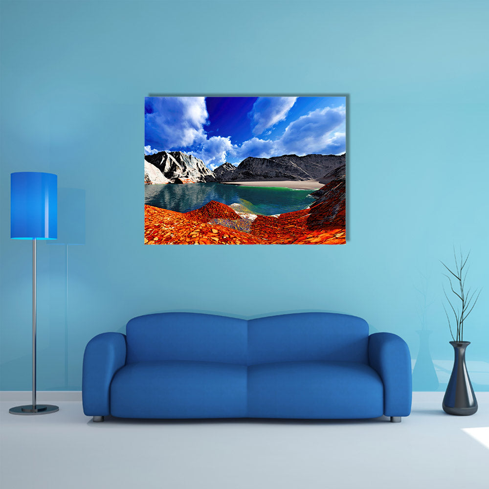 A very Beautiful landscape with huge waterfalls Multi Panel Canvas Wall Art