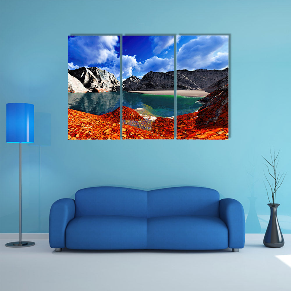 A very Beautiful landscape with huge waterfalls Multi Panel Canvas Wall Art
