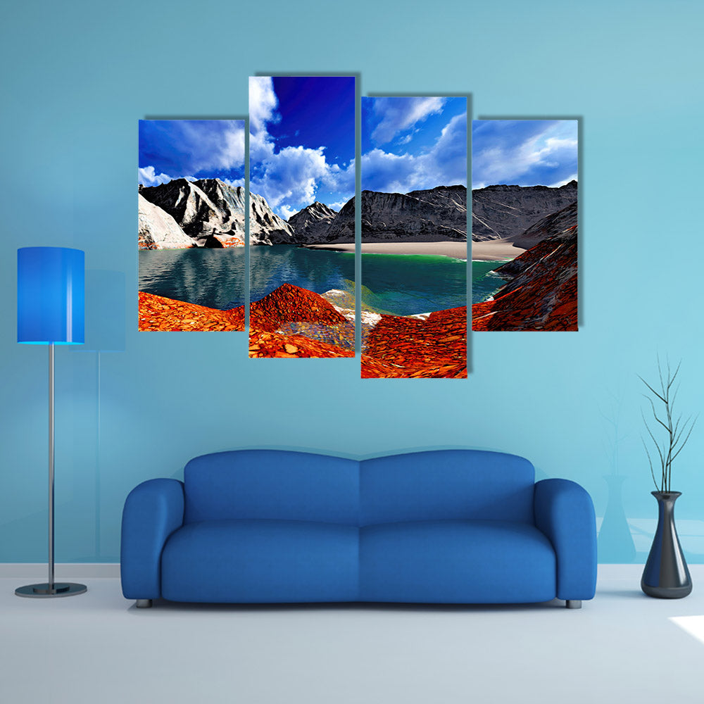 A very Beautiful landscape with huge waterfalls Multi Panel Canvas Wall Art